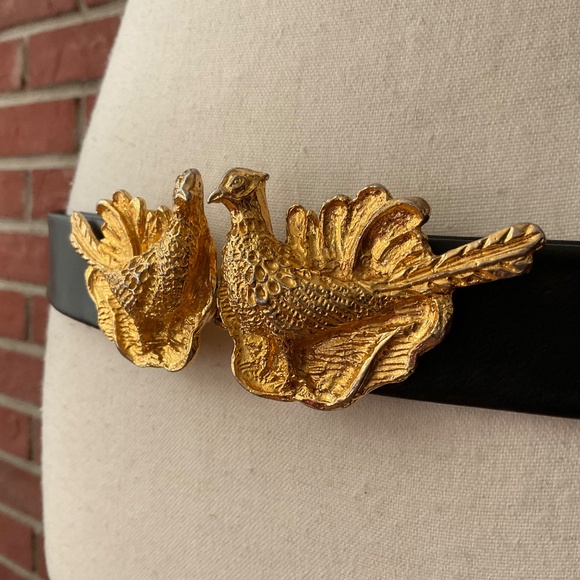 Mimi di Niscemi Pheasant Buckle Black Leather Vintage 1973  Belt - Picture 7 of 14